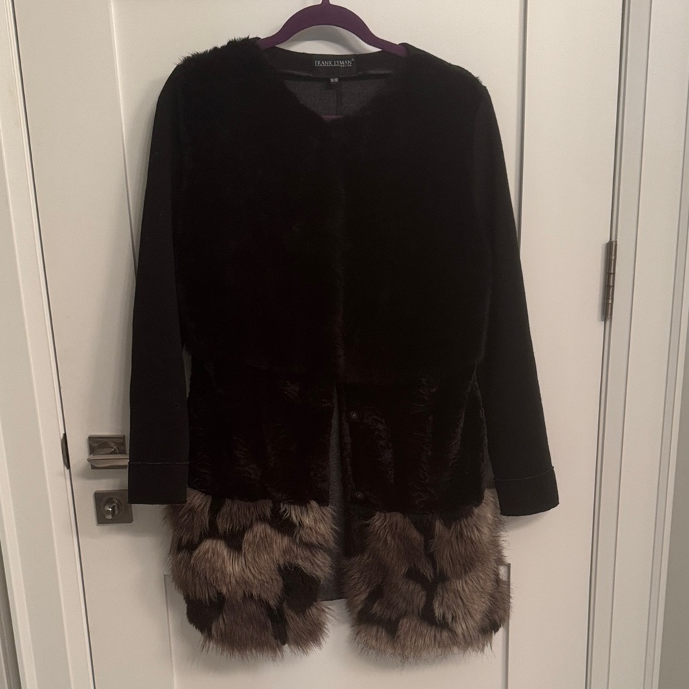 Black and Brown Faux Fur Frank Lyman Coat